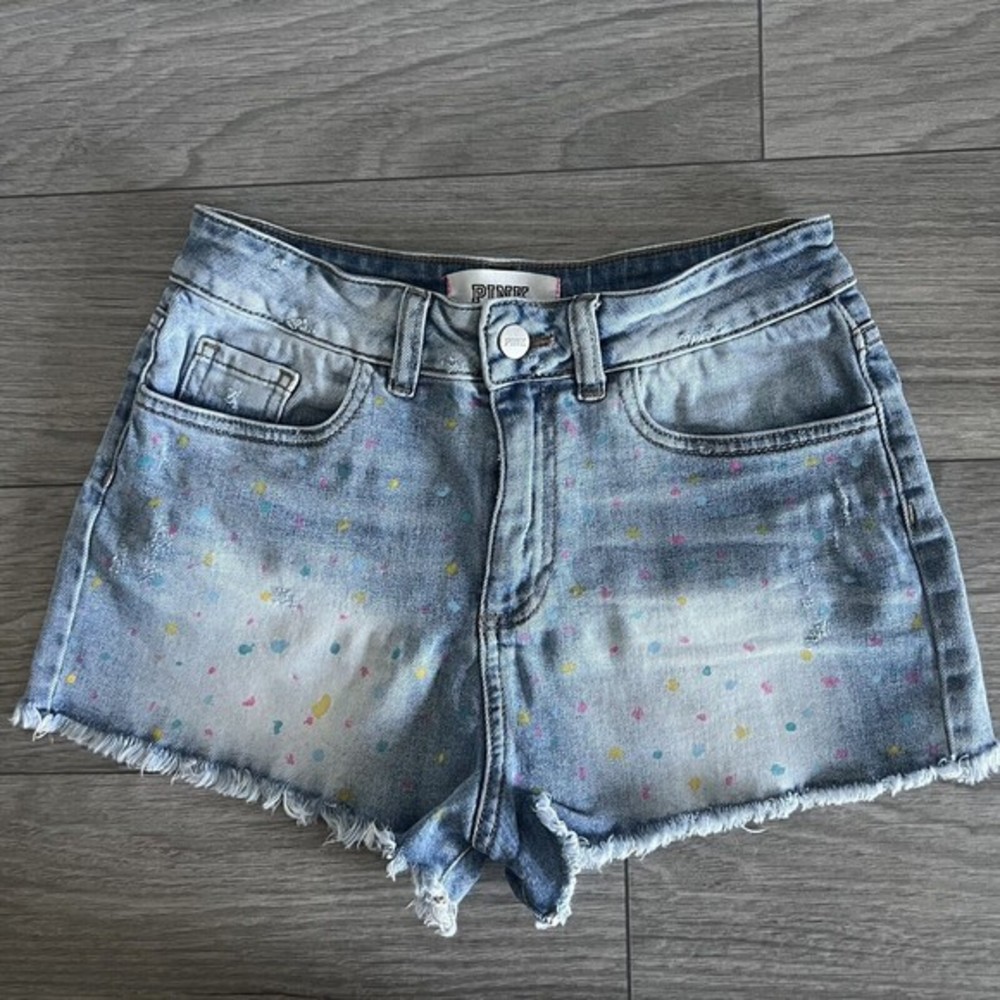 Victoria‎ Secret PINK Paint Splatter Denim Shorts Size 4